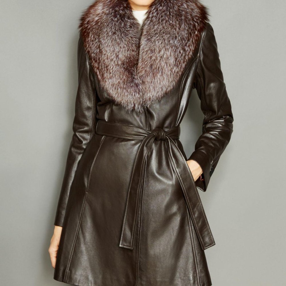 SOLD** -- Fox Fur Leather Coat FOX FUR